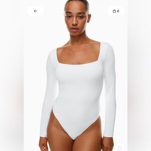 Aritzia White Long Sleeve Bodysuit
